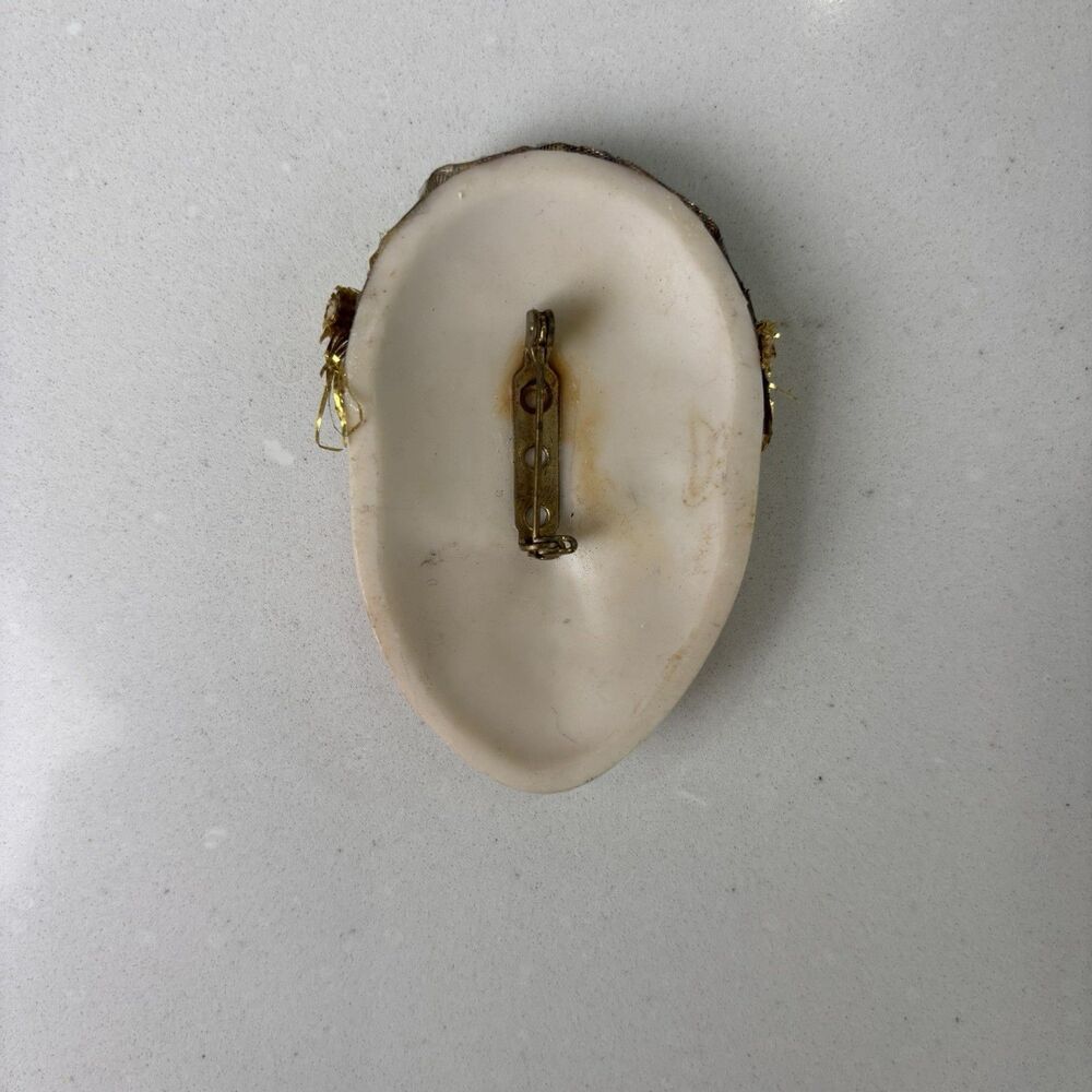 Vtg Porcelain Pin Brooch Art Deco Woman’s Face Handpainted Flapper Girl Artsy - Picture 5 of 7